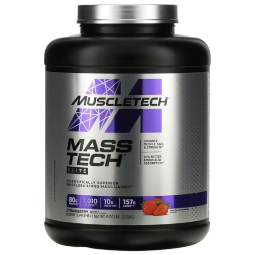 MuscleTech, Mass Tech Elite, клубника, 2,72 кг (6 фунтов)